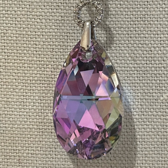 Sterling silver purple crystal pendant - Picture 4 of 7